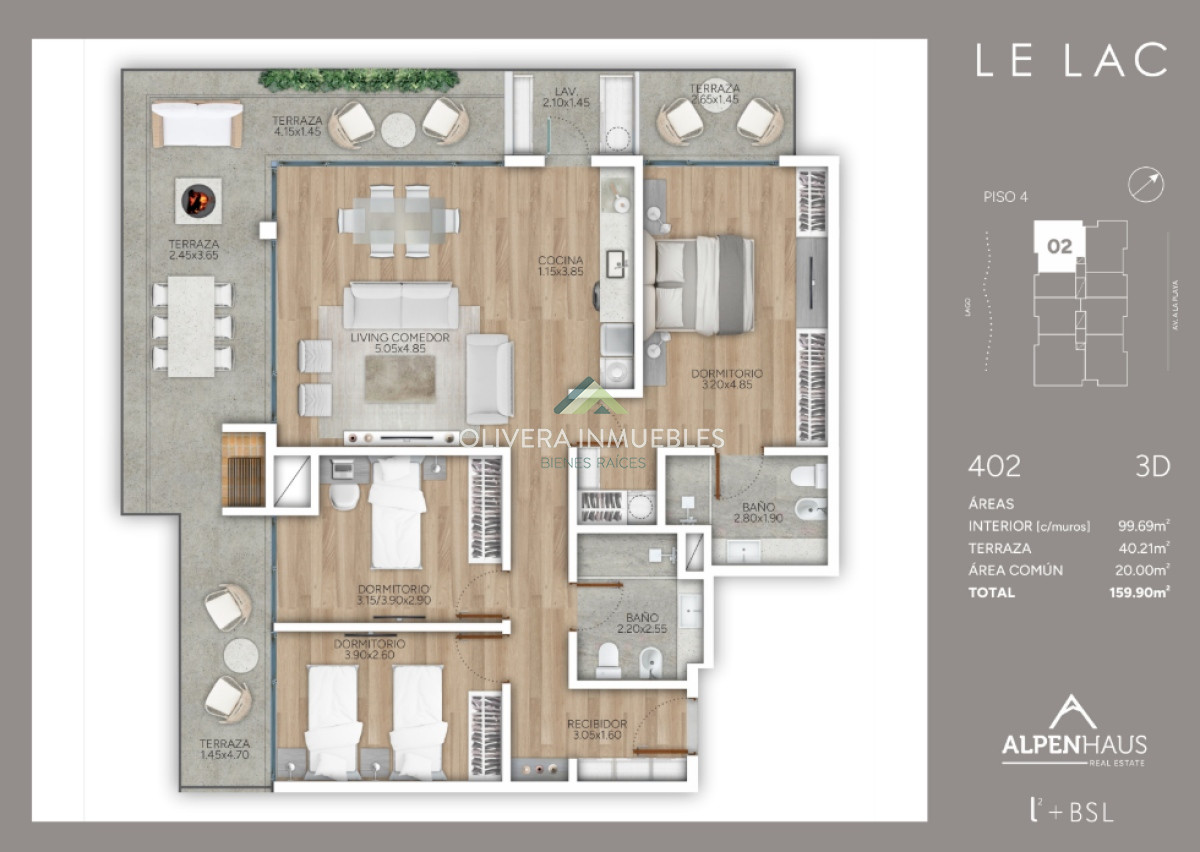 Apartamento ID.12611 - Apartamento en venta de 3 dormitorios en edificio Le Lac