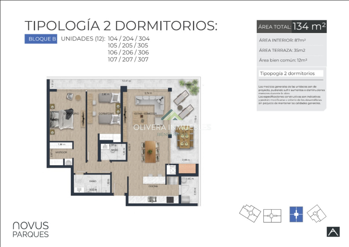 Apartamento ID.12623 - Apartamento en venta de 2 dormitorios en edificio Novus Parques
