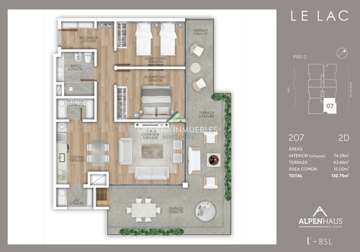 Apartamento ID.12608 - Apartamento en venta de 2 dormitorios en edificio Le Lac