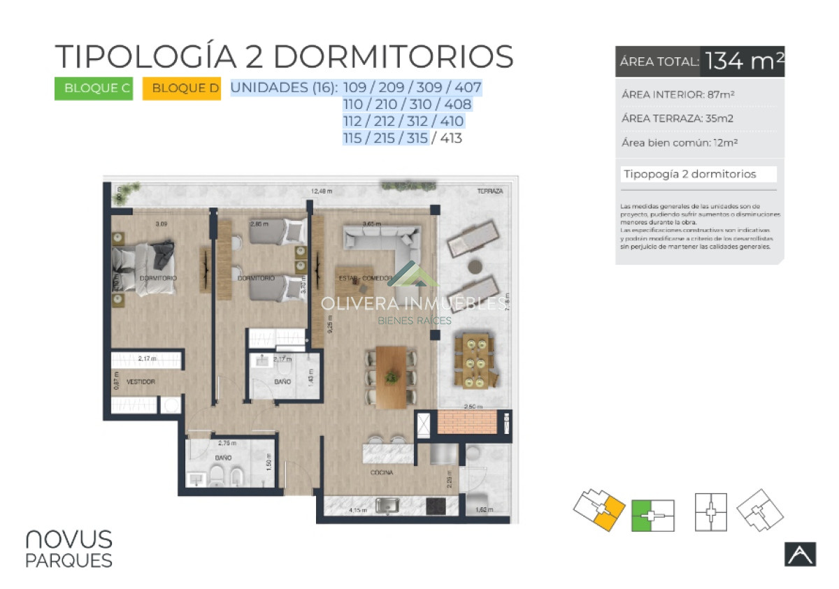 Apartamento ID.12625 - Apartamento en venta de 2 dormitorios en edificio Novus Parques