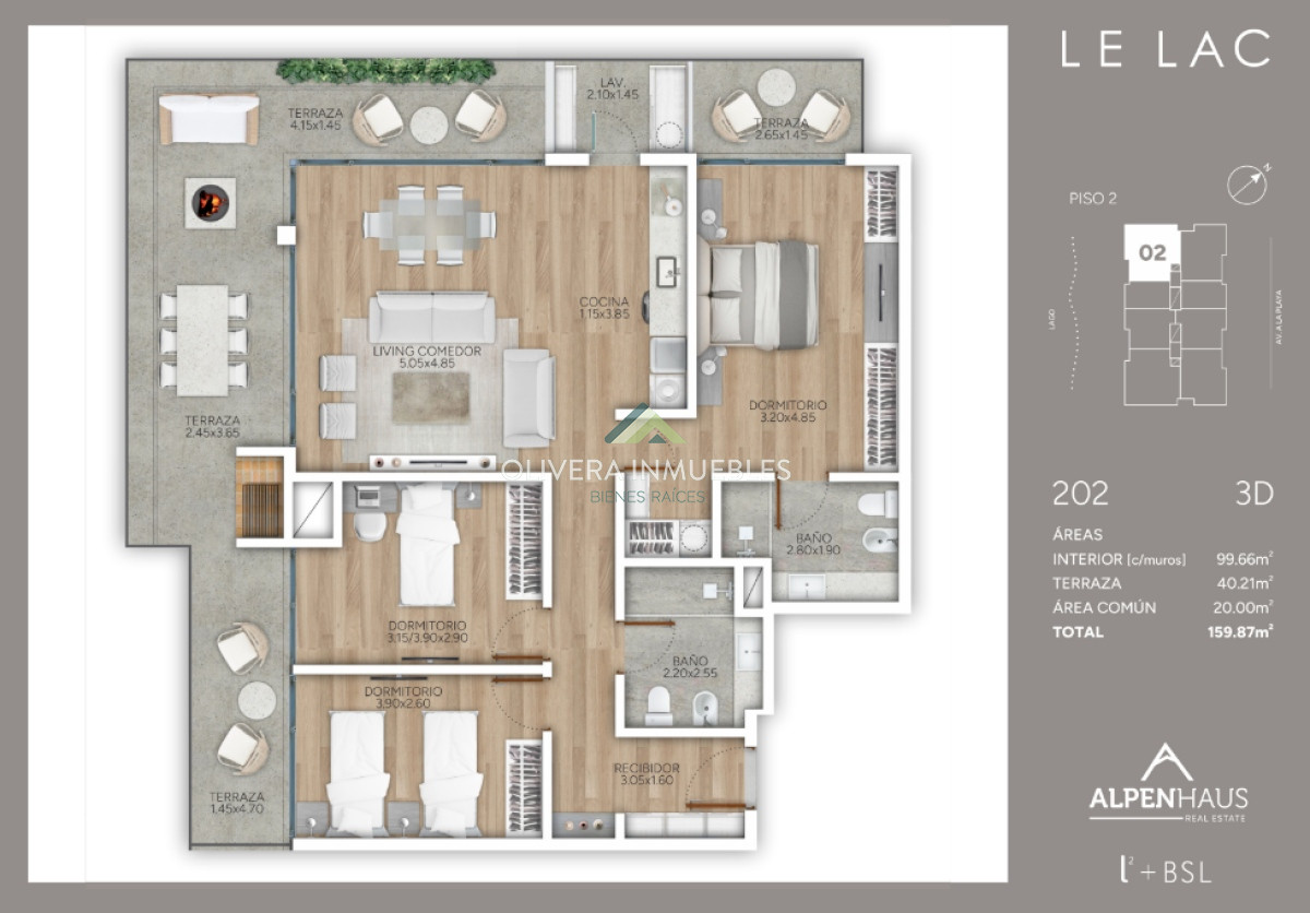 Apartamento ID.12607 - Apartamento en venta de 3 dormitorios en edificio Le Lac