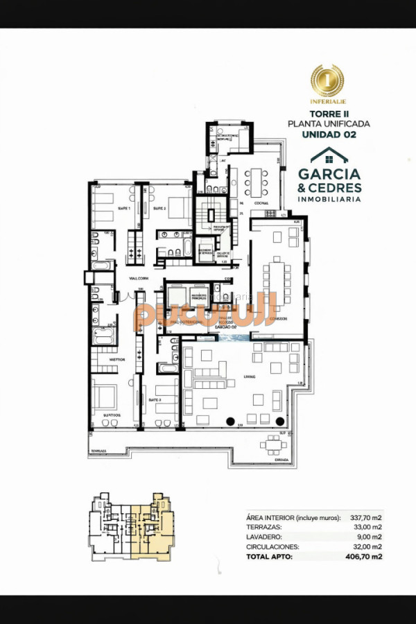 Apartamento ID.2496 - Torre Imperiale Exclusivo Apartamento de Gran Categoría con 4 Dormitorios, Servicio y 6 Baños