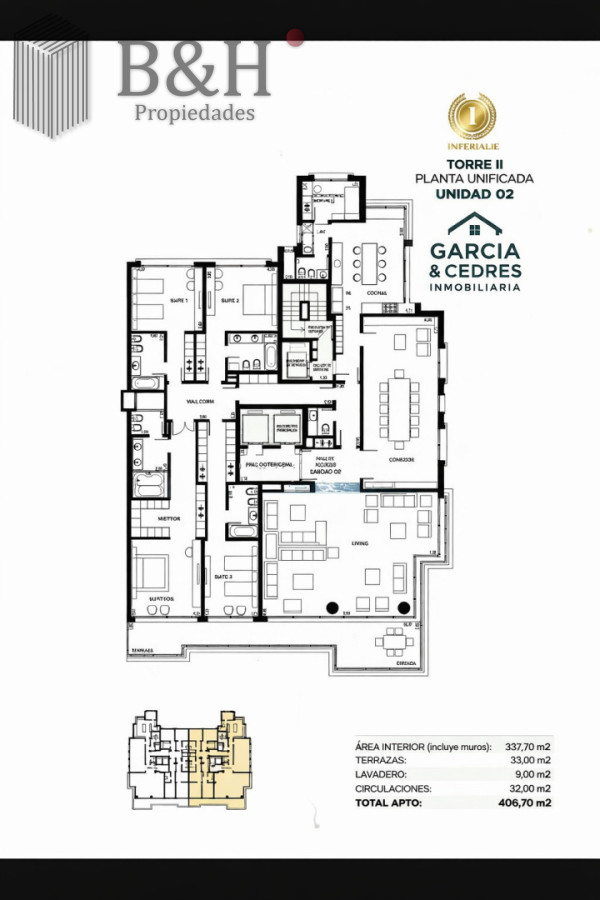 Apartamento ID.8070 - Torre Imperiale Exclusivo Apartamento de Gran Categoría con 4 Dormitorios, Servicio y 6 Baños