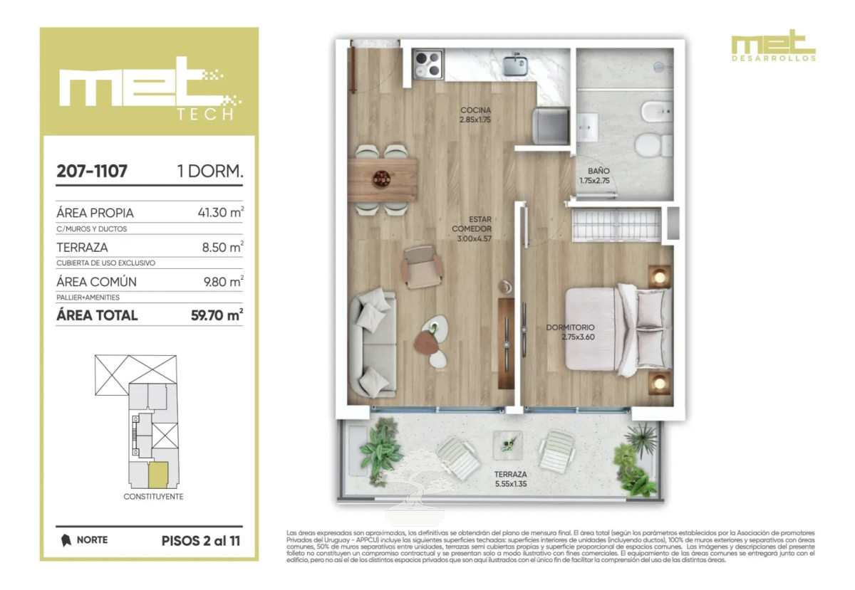 Apartamento ID.934 - Alquiler Apartamento 1 dormitorio Cordon Montevideo N