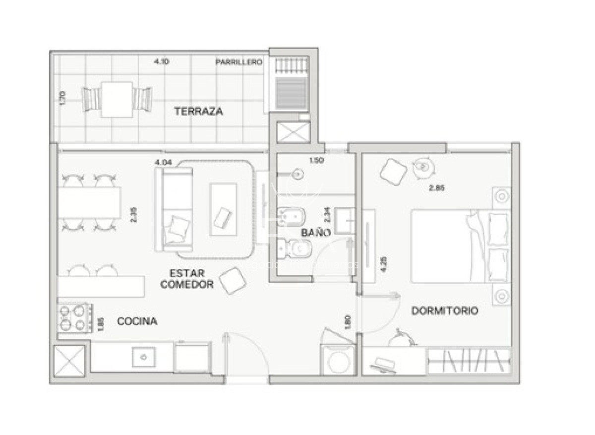 Apartamento ID.320 - Venta Apartamento 1 Dormitorio A estrenar Terraza con parrillero San José de Carrasco Canelones F