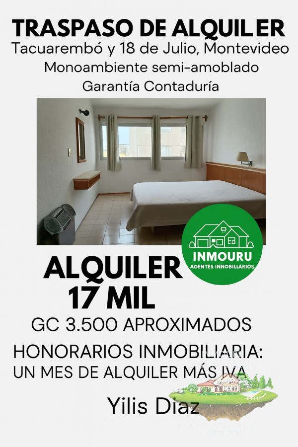 Apartamento ID.1796 - Alquilo Lindo Monoambiente ubicado en el Centro