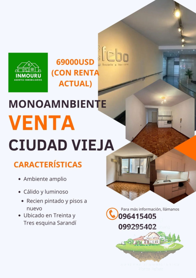 Apartamento ID.2795 - VENTA DE HERMOSO MONOAMBIENTE EN CIUDAD VIEJA CON RENTA ACTUAL 