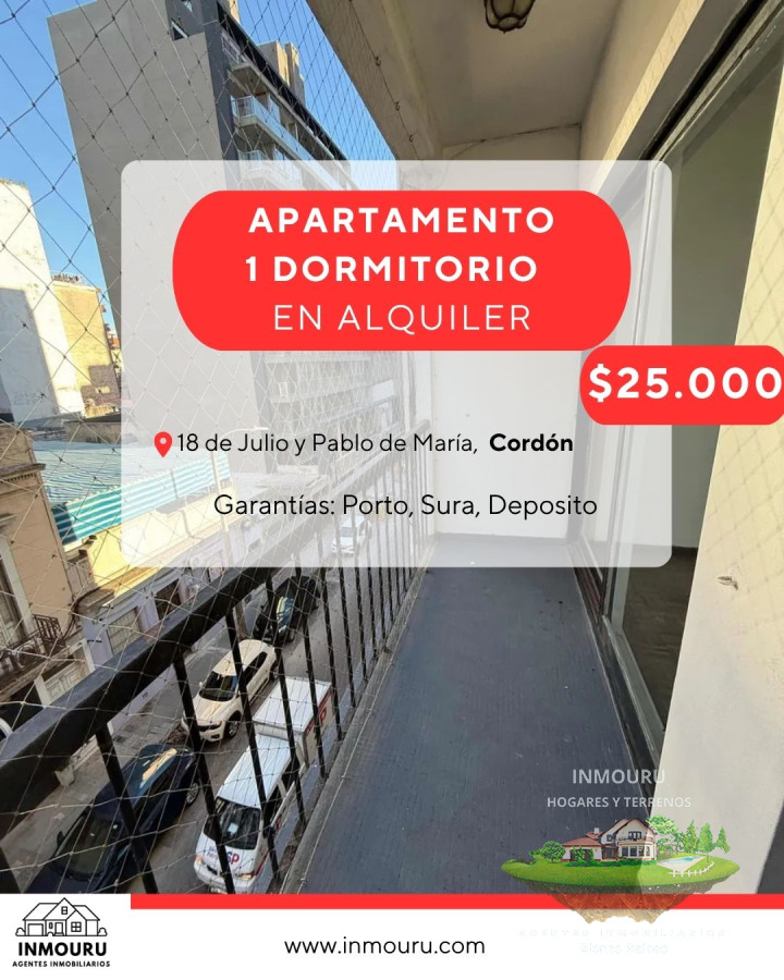 Apartamento ID.1538 - Se alquila apartamento 1 dormitorio, Cordón 
