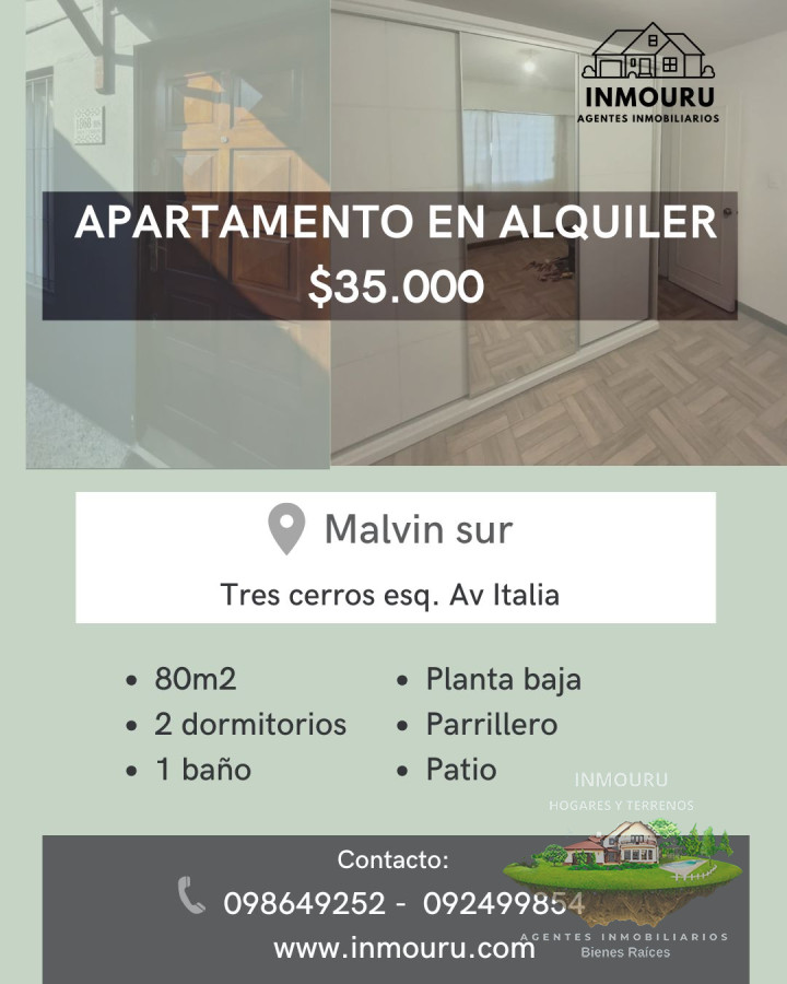 Apartamento ID.1011 - Se alquila apartamento de 2 habitaciones, Malvin Sur