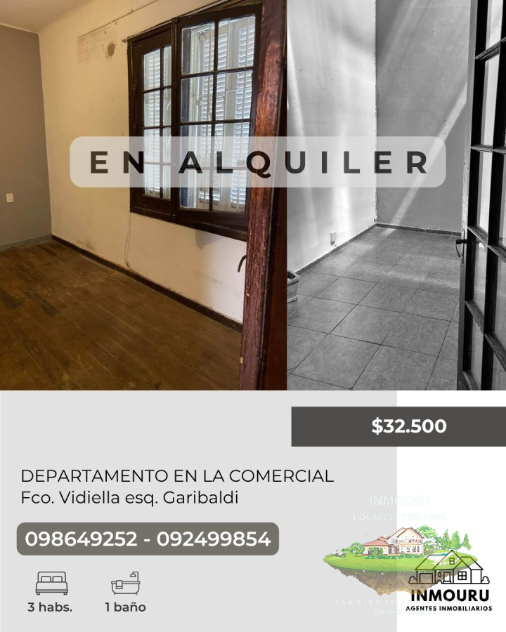 Apartamento ID.1036 - Se alquila apartamento de 3 dormitorios, La Comercial 