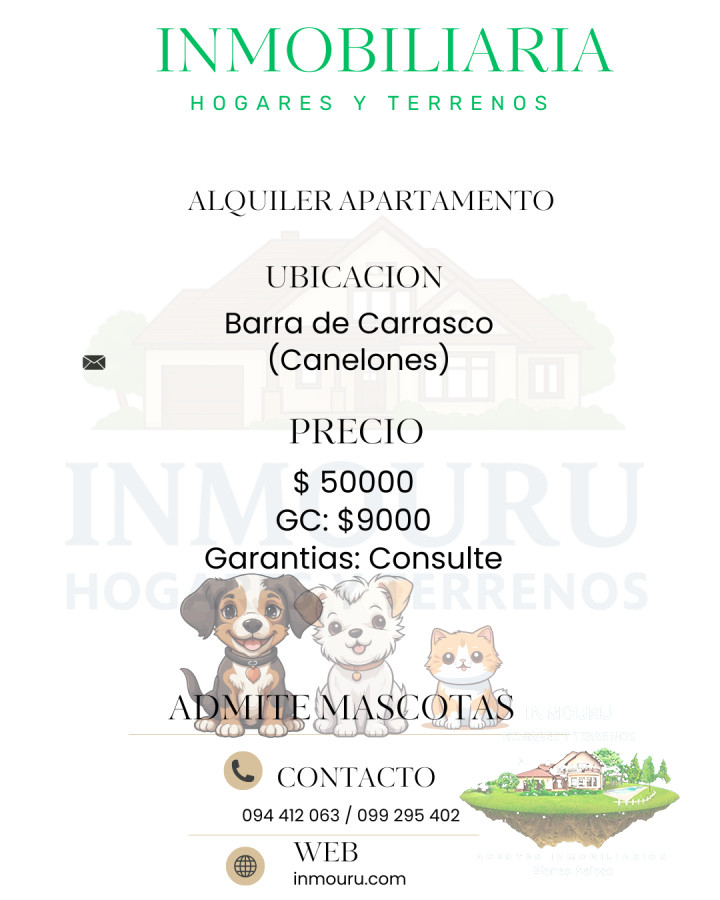 Apartamento ID.1464 - ALQUILER de apartamento de 2 dormitorios en BARRA DE CARRASCO