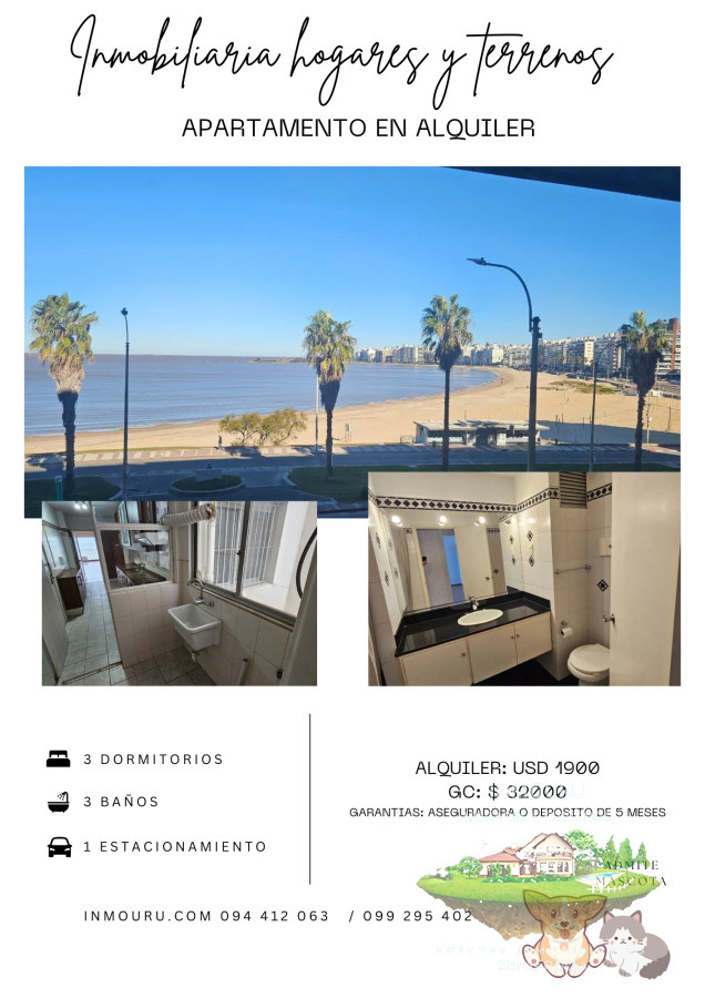 Apartamento ID.1787 - ALQUILER de apartamento de 3 dormitorios en POCITOS