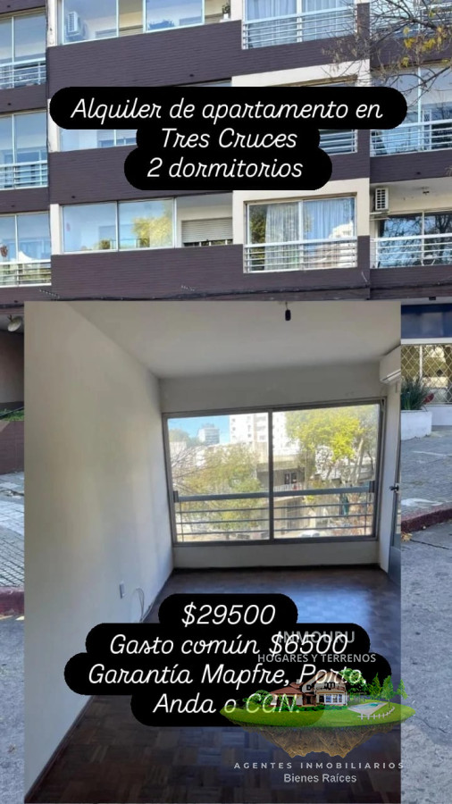 Apartamento ID.883 - Alquiler de apartamento en Tres Cruces 2 dormitorios