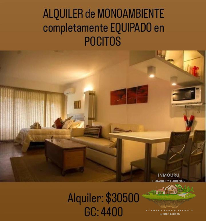Apartamento ID.714 - ALQUILER de MONOAMBIENTE en POCITOS completamente EQUIPADO