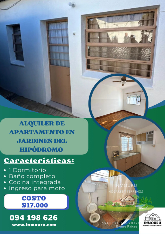Apartamento ID.1768 - Alquiler apartamento 1 dormitorio en Jardines del Hipódromo 