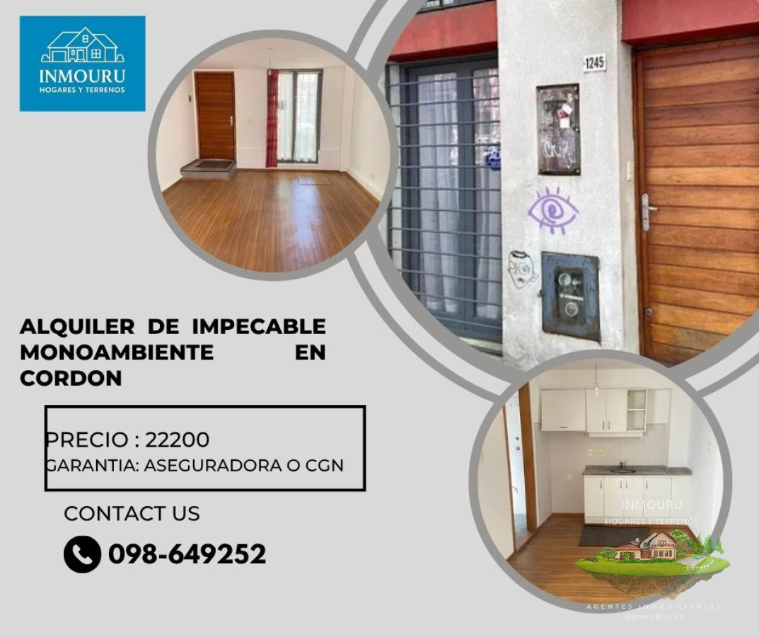 Apartamento ID.1079 - Se alquila lindo monoambiente en Cordón,