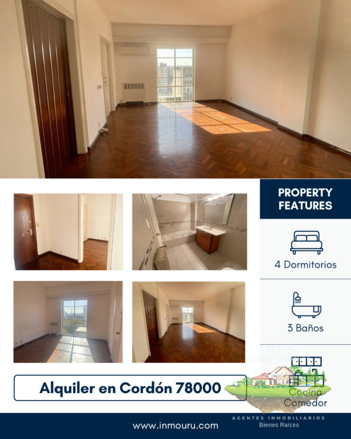 Apartamento ID.2667 - Alquiler de Hermoso Apto en Cordón 4 Dormitorios 