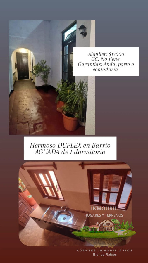 Apartamento ID.771 - Alquiler de Duplex en barrio Aguada de 1 dormitorio