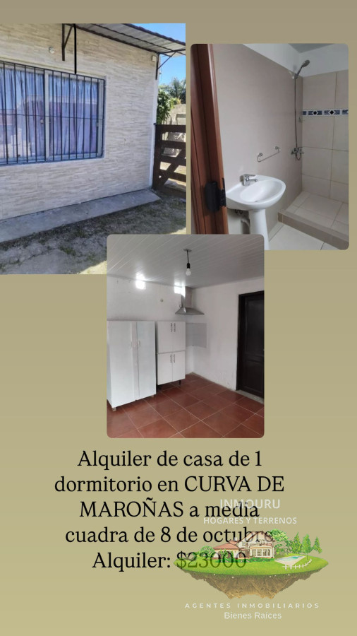 Apartamento ID.668 - ALQUILER de casa de 1 dormitorio en CURVA DE MAROÑAS  a media cuadra de 8 de octubre