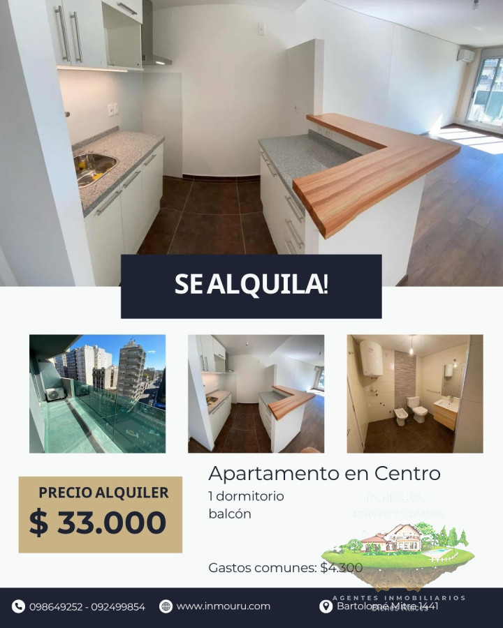 Apartamento ID.1145 - Se alquila apartamento de 1 dormitorio, Centro