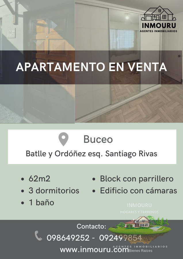 Apartamento ID.1016 - Se vende apartamento de 3 dormitorios, Buceo