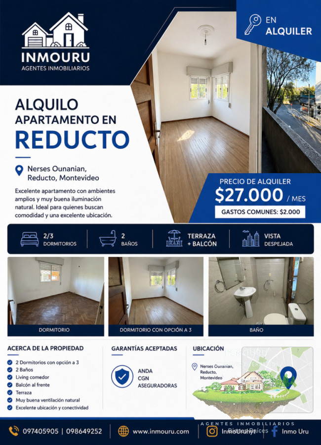 Apartamento ID.2762 - Alquiler de apartamento en Reducto