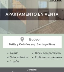 Se vende apartamento de 3 dormitorios, Buceo
