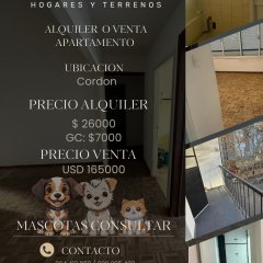 ALQUILER O VENTA de apartamento en CORDON