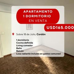 Se vende apartamento en Cordón, 1 dormitorio