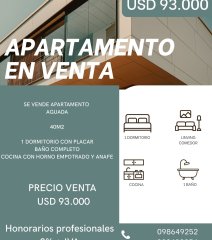 Se vende apartamento de 1 dormitorio, Aguada