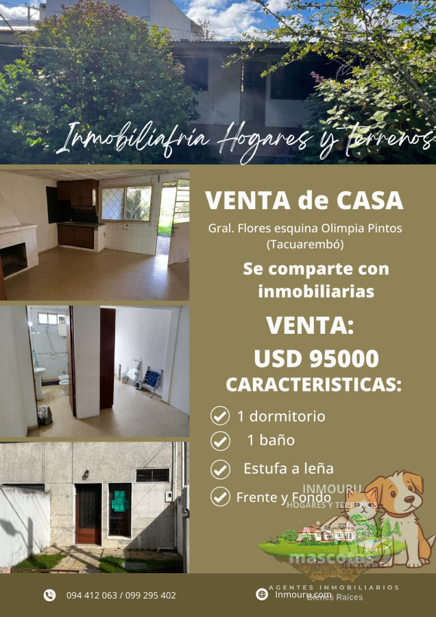 Casa ID.1200 - VENTA de casa de un dormitorio en TACUAREMBO 