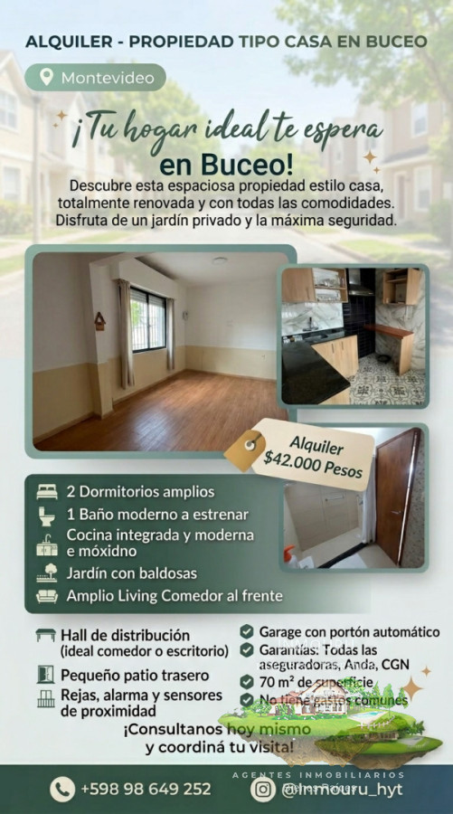 Casa ID.2734 - Se Alquila Casa PH en Buceo