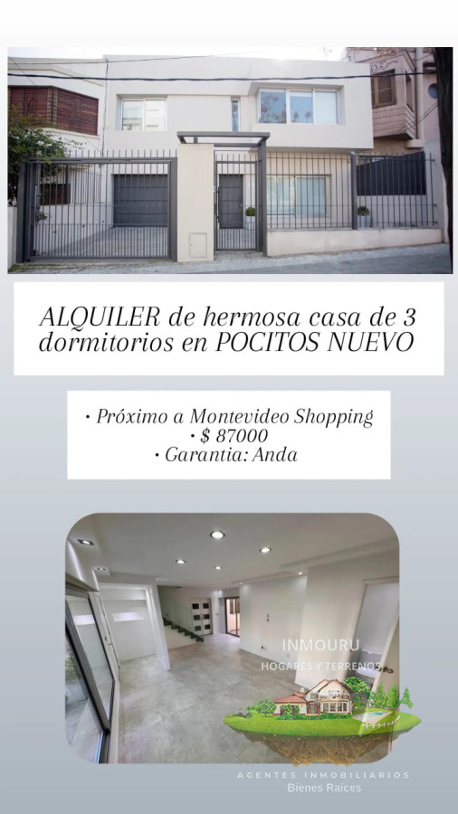 Casa ID.925 - ALQUILER de hermosa casa de 3 dormitorios en POCITOS NUEVO