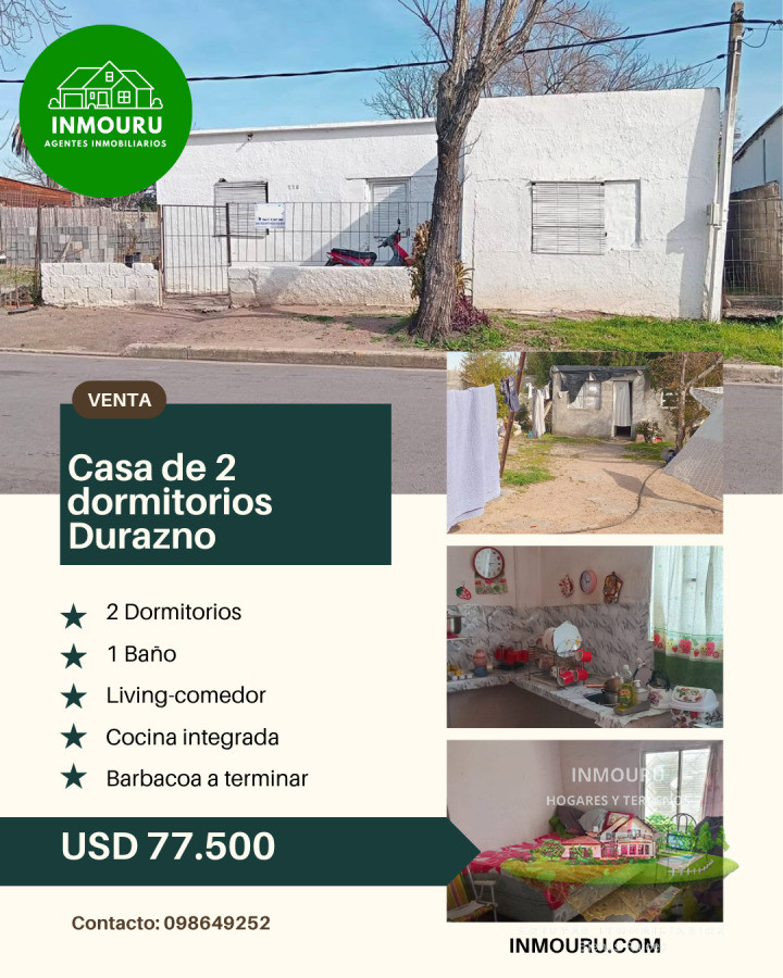 Casa ID.1994 - Venta de casa de 2 dormitorios en Durazno