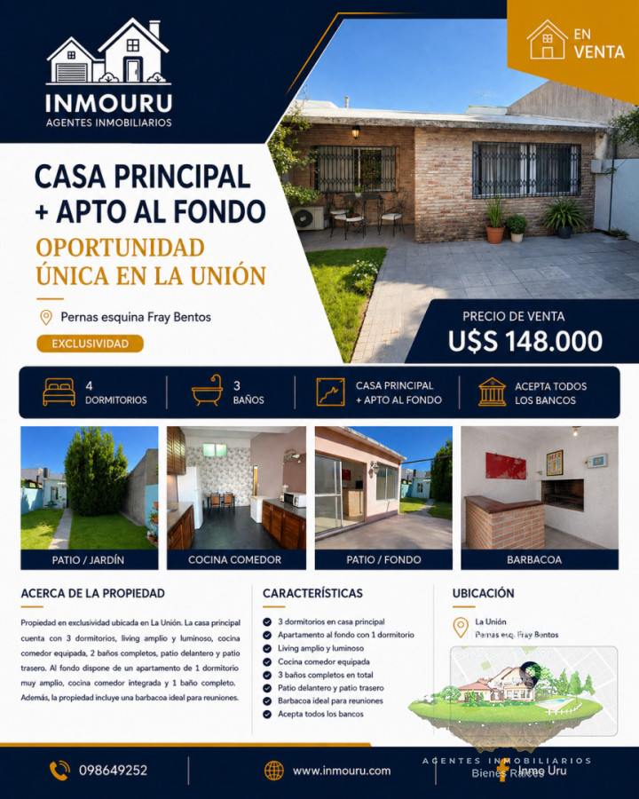 Casa ID.2800 - Se vende casa en exclusiva + apto al fondo en la Unión.