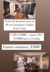 VENTA de hermosa casa en PH ubicada en canelones frente al Shopping costa Urbana