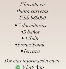 VENTA de hermosa casa de 5 dormitorios ubicada en Punta Carretas
