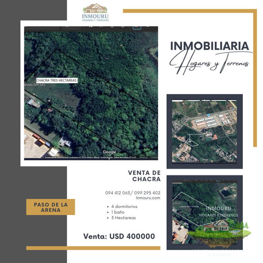 Chacra ID.2219 - VENTA de chacra de 3 hectáreas en PASO DE LA ARENA