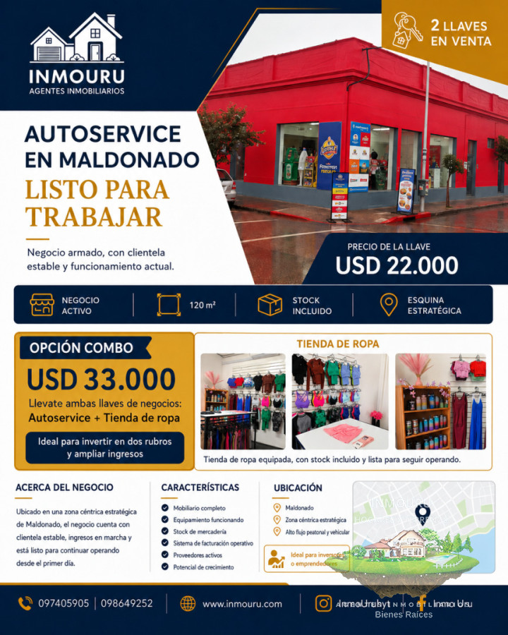Local Comercial ID.2922 - Se Venden Llaves de Locales en Maldonado!