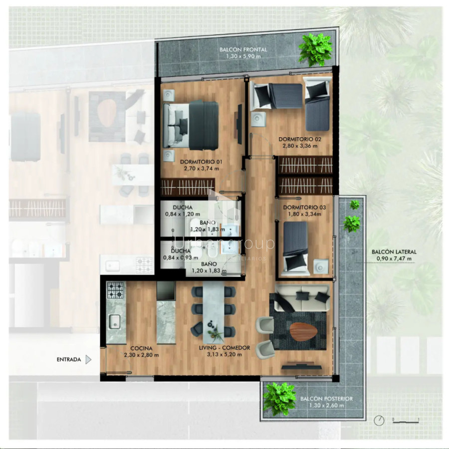 Apartamento ID.67 - Apartamento en Venta 3 Dormitorios See Bosque Av. Roosvelt
