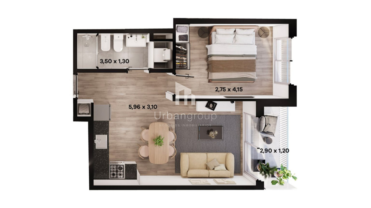 Apartamento ID.62 - Venta Apartamento 1 Dormitorio a Estrenar en Cordón Sur