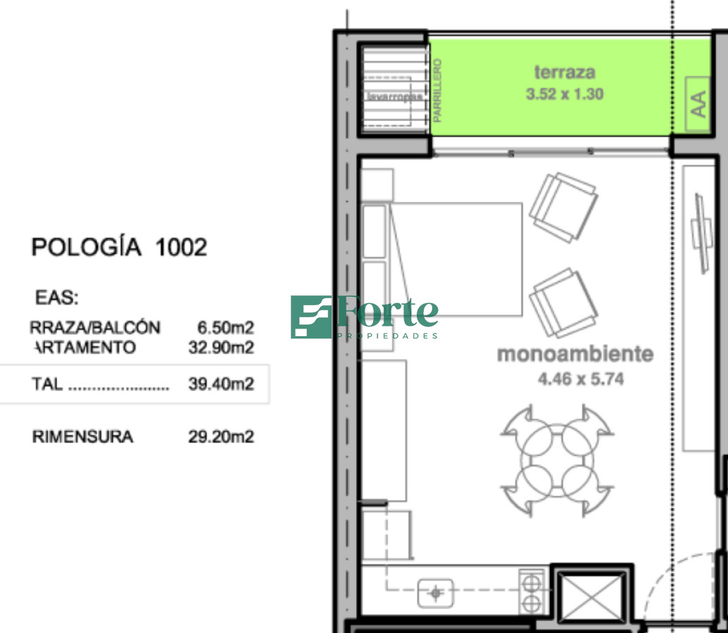 Apartamento ID.21 - Venta Monoambiente en Cordón
