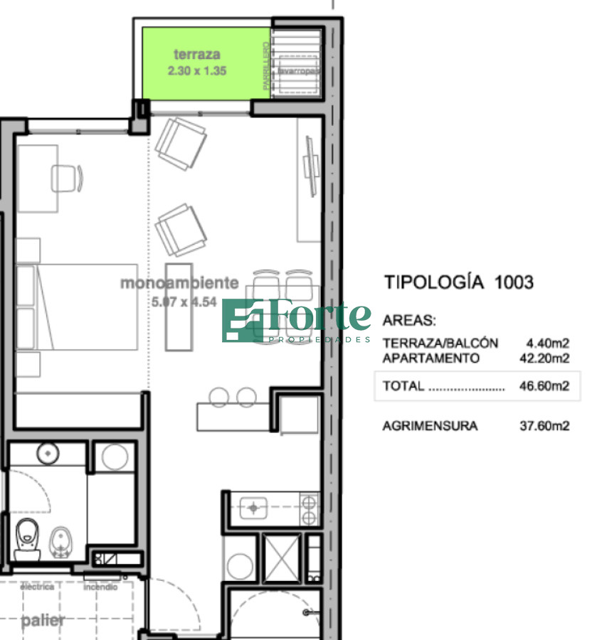 Apartamento ID.22 - Venta Monoambiente en Cordón