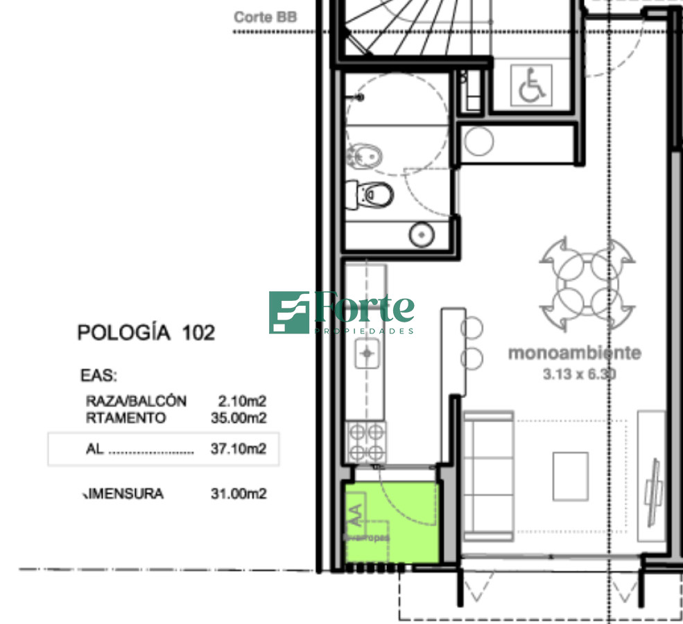 Apartamento ID.19 - Venta Monoambiente en Cordón