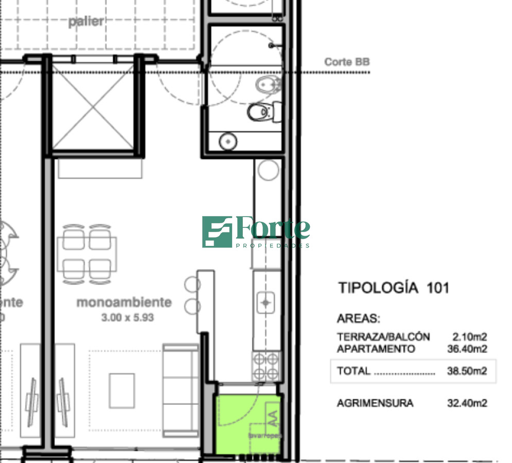 Apartamento ID.18 - Venta Monoambiente en Cordón