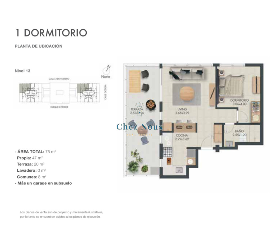 Apartamento ID.2047 - MONOAMBIENTE - TORRES CARDINAL