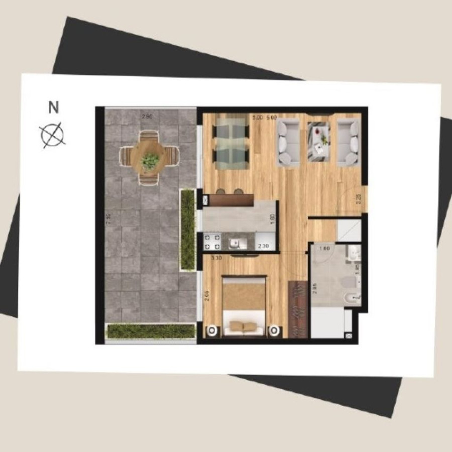 Apartamento ID.40 - Venta Apartamento A Estrenar En Malvín 1 Dormitorio Con Gran Patio De Uso Exclusivo.