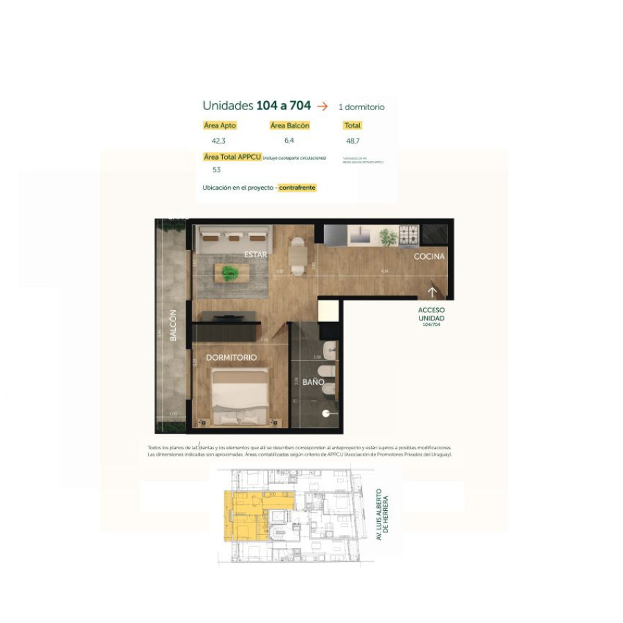 Apartamento ID.246 - Venta apartamento, 1 dormitorio a estrenar, La Blanqueada.