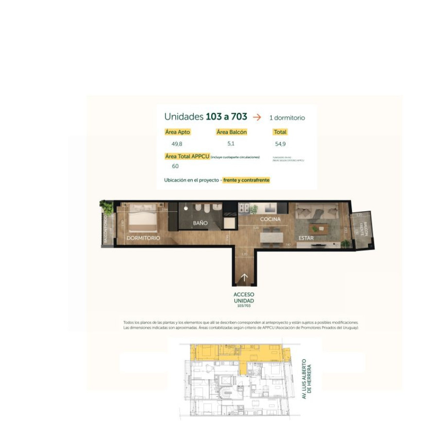 Apartamento ID.244 - Venta apartamento, 1 dormitorio a estrenar, La Blanqueada.