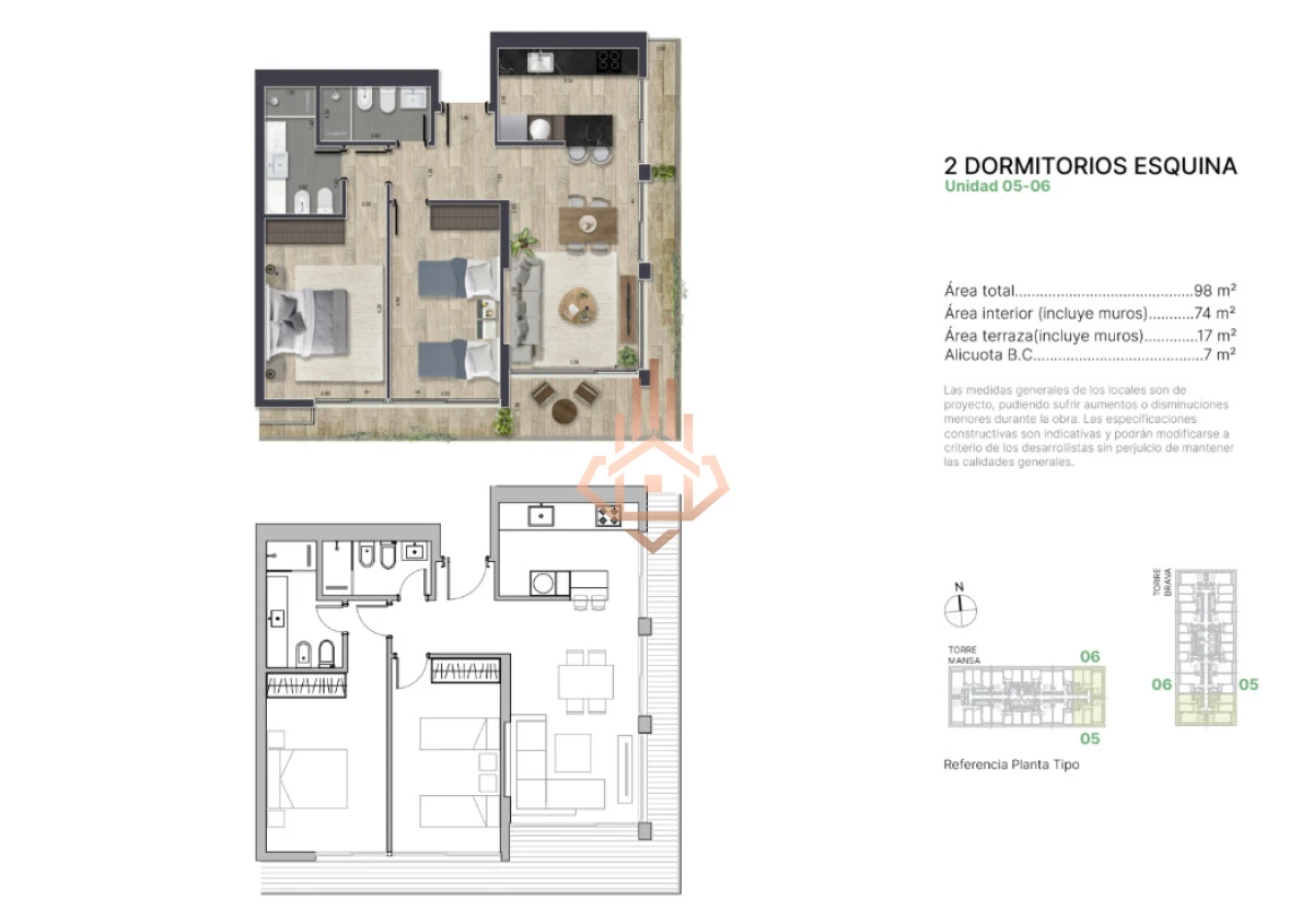 Apartamento en venta 2 Dormitorios - Torres del Este